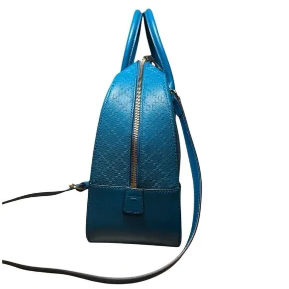 GUCCI Cerulean Blue Diamanté Leather 2way Boston Bag Auth Speedy Doctor Duffle - Picture 5 of 15
